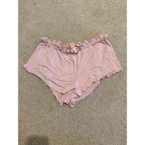 Anthropologie Ribbed Ruffle-Trim Lounge Shorts - Size S - Dusty Pink